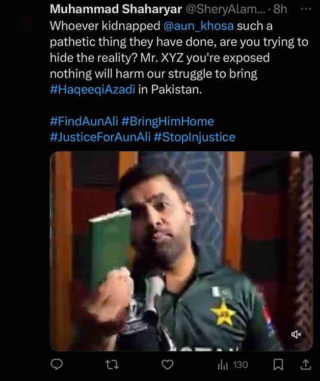 Who Is Aun Ali Khosa And Why He Has Been Abducted?