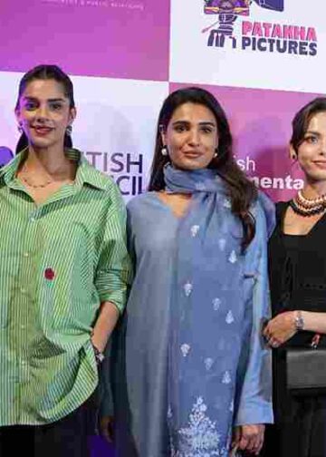 Sharmeen Obaid Chinoy, Sanam Saeed, Amna Ilyas, Momal Sheikh at Patakha Pictures celebration, Karachi